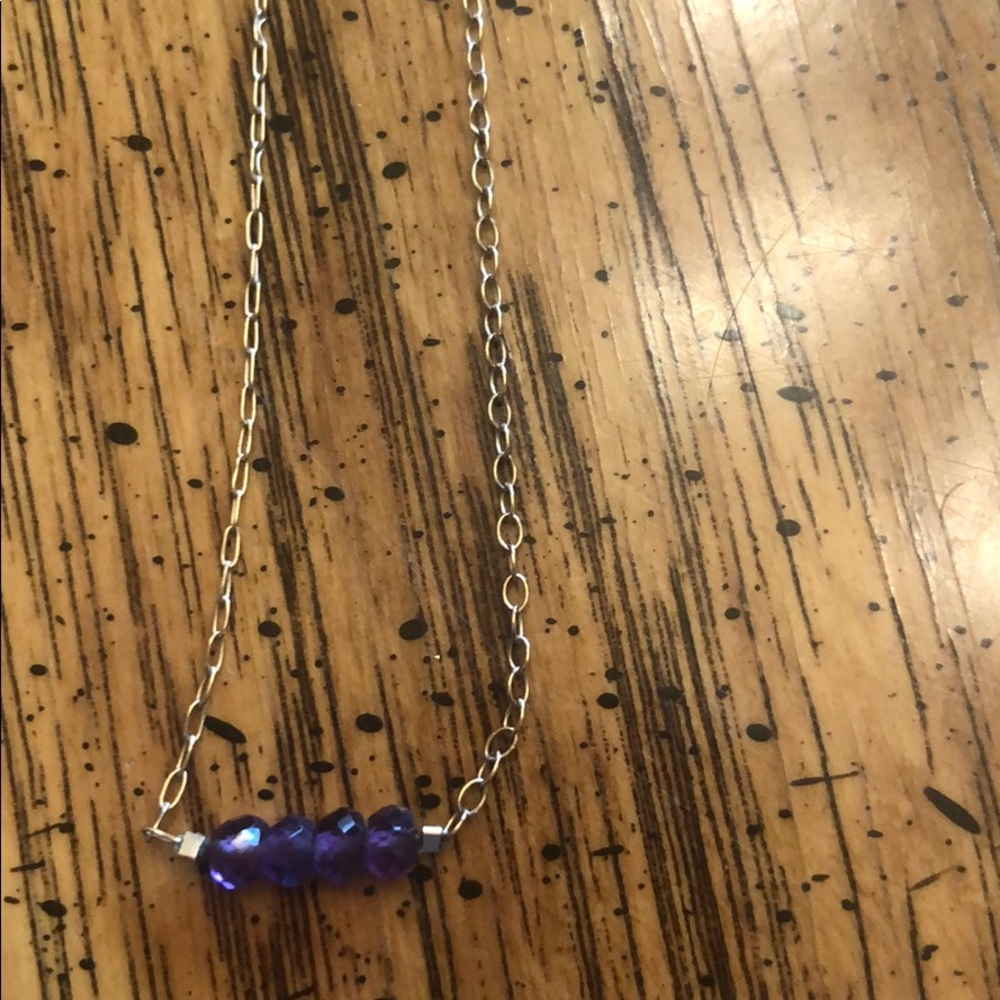 Purple 4 bead necklace 20ct gold chain